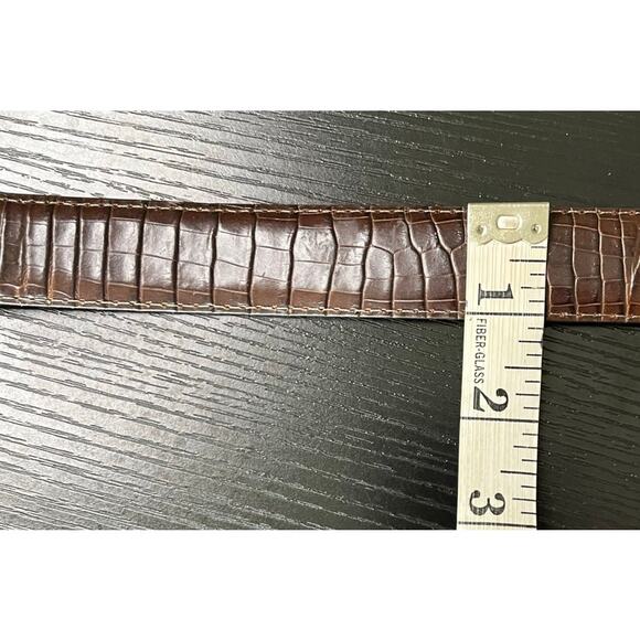 Brighton Western/Boho Croc-Stamped Leather Belt with Filigree Buckle Design - Picture 4 of 7